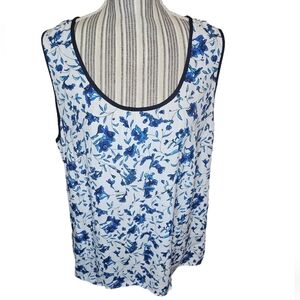 Dalia women's white,blue,black sleeveless scoop neck top size 2X